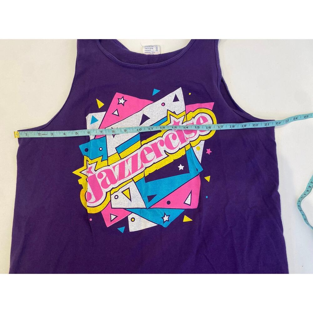 Vintage 1980’s Jazzercise Purple Tank Top Sz XL Women’s Graphic Print Hipster - Picture 6 of 10